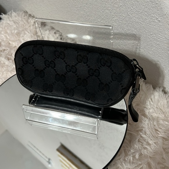 Rare Gucci Black Monogram and Leather Key/Cosmetic Case Wristlet - Picture 3 of 11